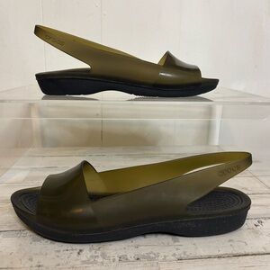 Crocs Women’s Size 6 Colorblock Green/Black Slingback Peep Toe Sandals